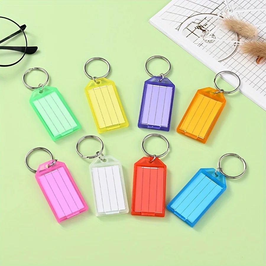 12-48pcs 플랩 투명 키 라벨 다채로운 플라스틱 키 체인 라벨 플레이트 DIY 양면 마킹 공항 호텔 수하물 ID JXB