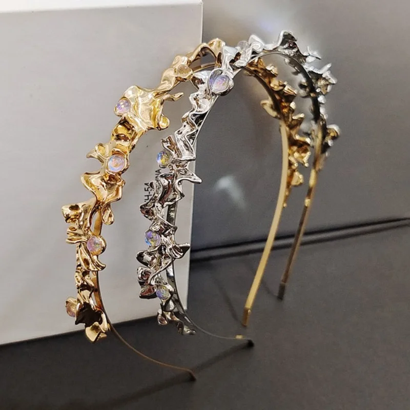 Korean New Luxury Rhinestone Hairband Hair Clip Hairpins for Women Trendy  Chic Metal Sweet  Elegant Pleated Accessories summer new children s fashion shoes princess rhinestone open toe chic korean version 2023 kids sweet girls casual girls sandals