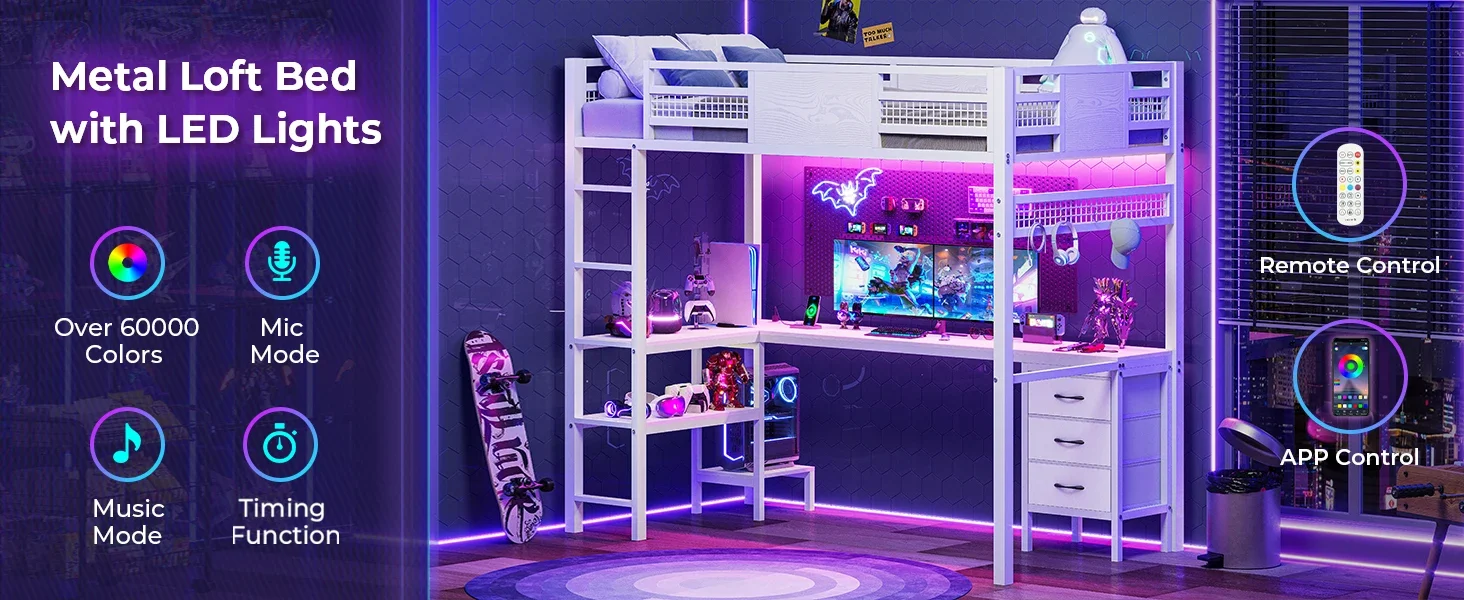 led loft bed 