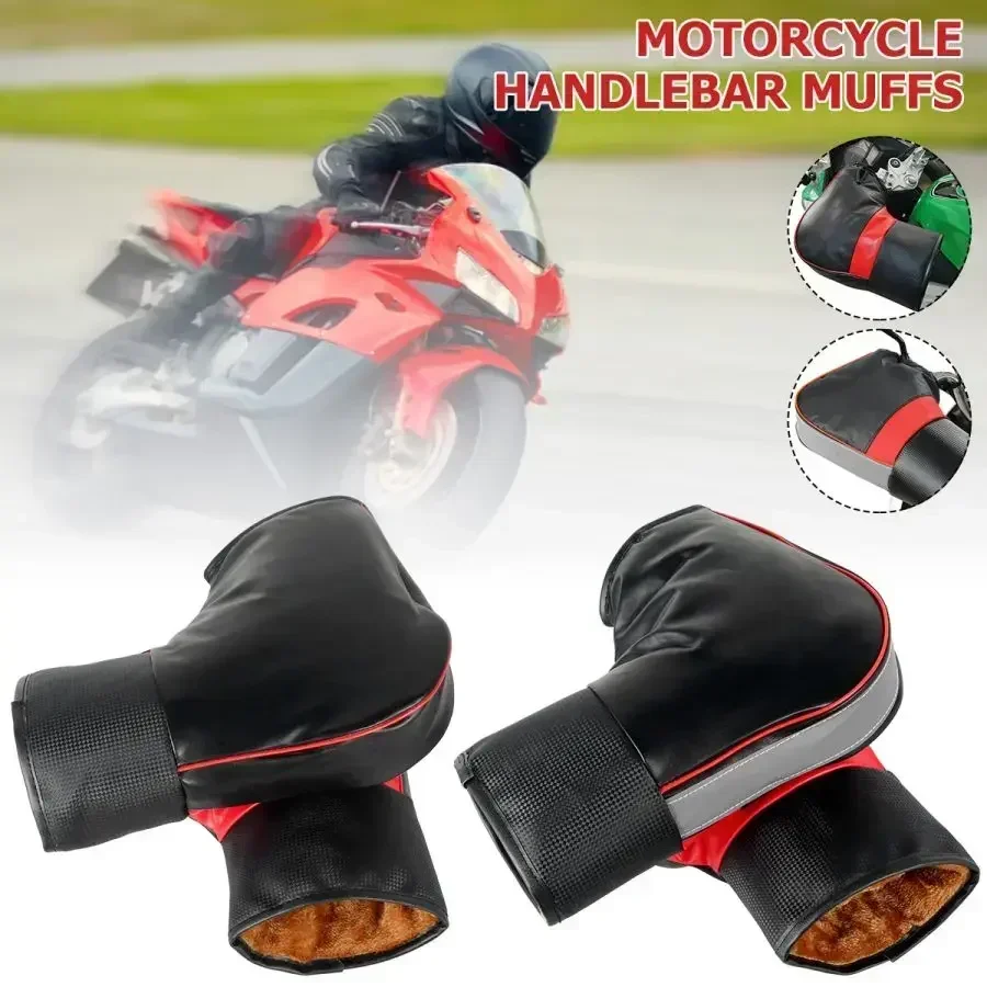 1Pair Motorcycle Winter Warmer Gloves Handlebar Muffs Protective Motorcycle Scooter Thick Warm Grip Handle Bar Muff Rainproof