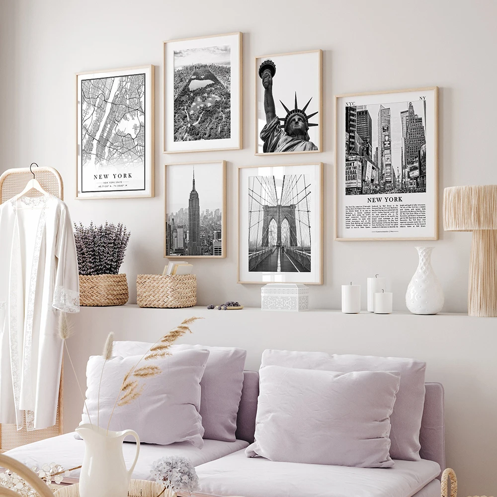 New York City Print Galleria Fotografica In Bianco E Nero Canavs Painting New York City Map Immagini Vinatge Living Room Home Decor