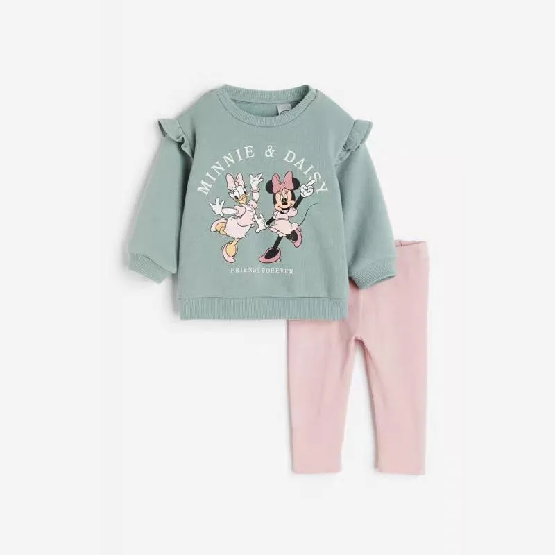 Girl Sweatshirt Girls Spring Autumn Clothes Minnie Full Print Sweatshirt + pants 2pcs Casual Sports Kids Cartoon Long Sleeve