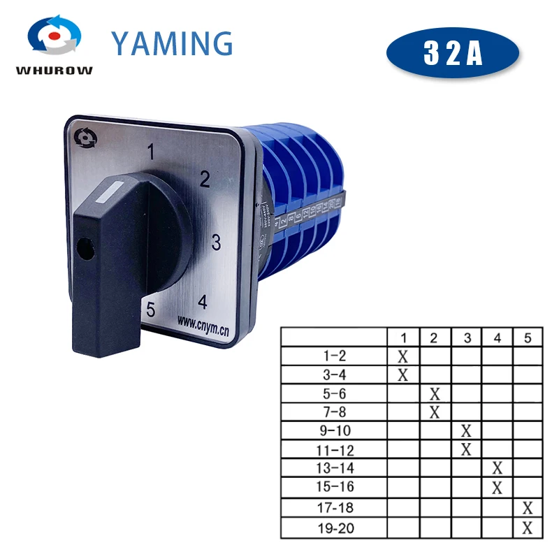 prata, 5 polos, cinco posições, YMW26-32, YMW5, 32A