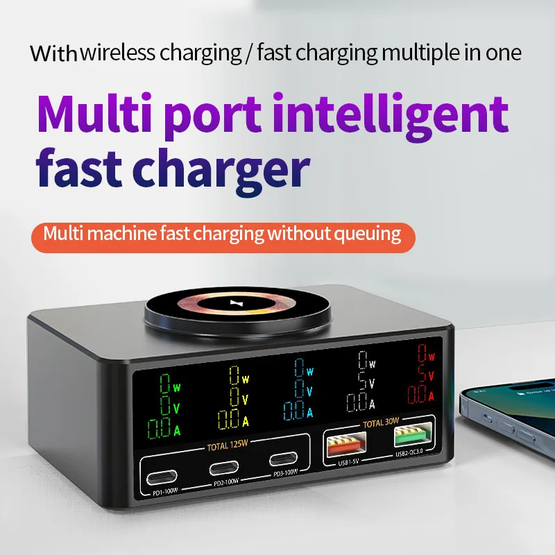 1080W USB C GaN Charger PD3.0 PPS QC3.0 Fast Charging Station Magnetic Wireless Charge For Laptop iPhone Samsung Macbook Tablet