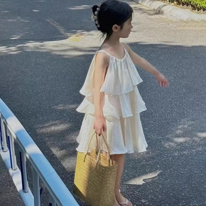 Robe Enfant KIWI Saint Tropez – Blanche à Fleurs Jaunes – Bretelles – Taille 8 Ans