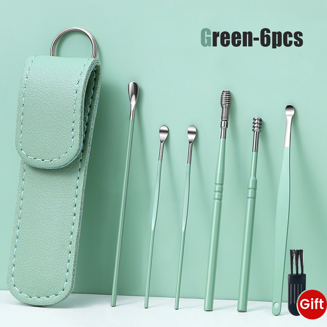 PCS Soft Silicone Earwax Remover Portable Ear Cleaner Stainless Steel Earwax 2 Head Ear Picks Earwax Curette Remover Ear Pick