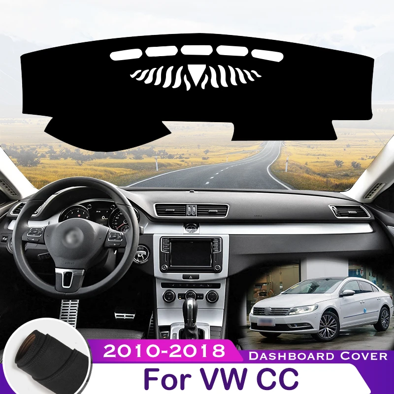 For Volkswagen VW CC 2010-2018 Car Dashboard Avoid Light Pad Instrument Platform Desk Cover Leather velvet Mat Carpets 2016 2017 windshield sun visor