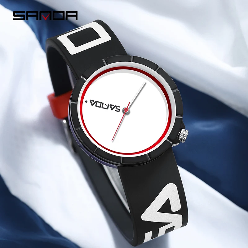 SANDA 2023 Casual Quartz Watch Mens Watches Top Luxury Brand Watch Fashion Men Watch Silicone Strap 50M Waterproof Clock Reloj