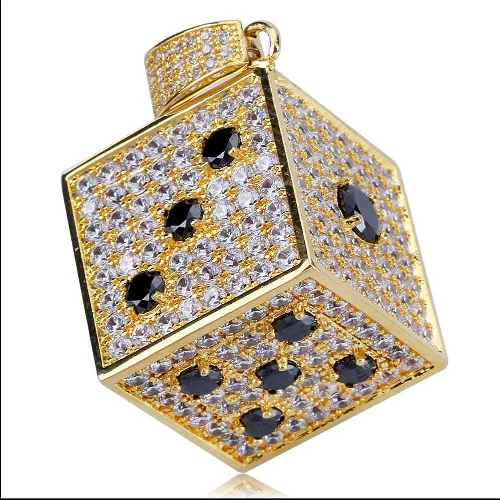 Dice black White Color Zircon Tide Brand Iced Out Bling Pendant Necklace Mirco Pave Prong Setting Fashion Hip Hop Jewelry BP108