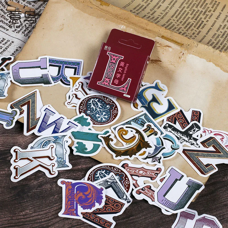 Journamm 40-52pcs/lot Vintage Stickers Scrapbooking Supplies Adhesive Planner Labels Diary Journal Photo Album Deco Stationery