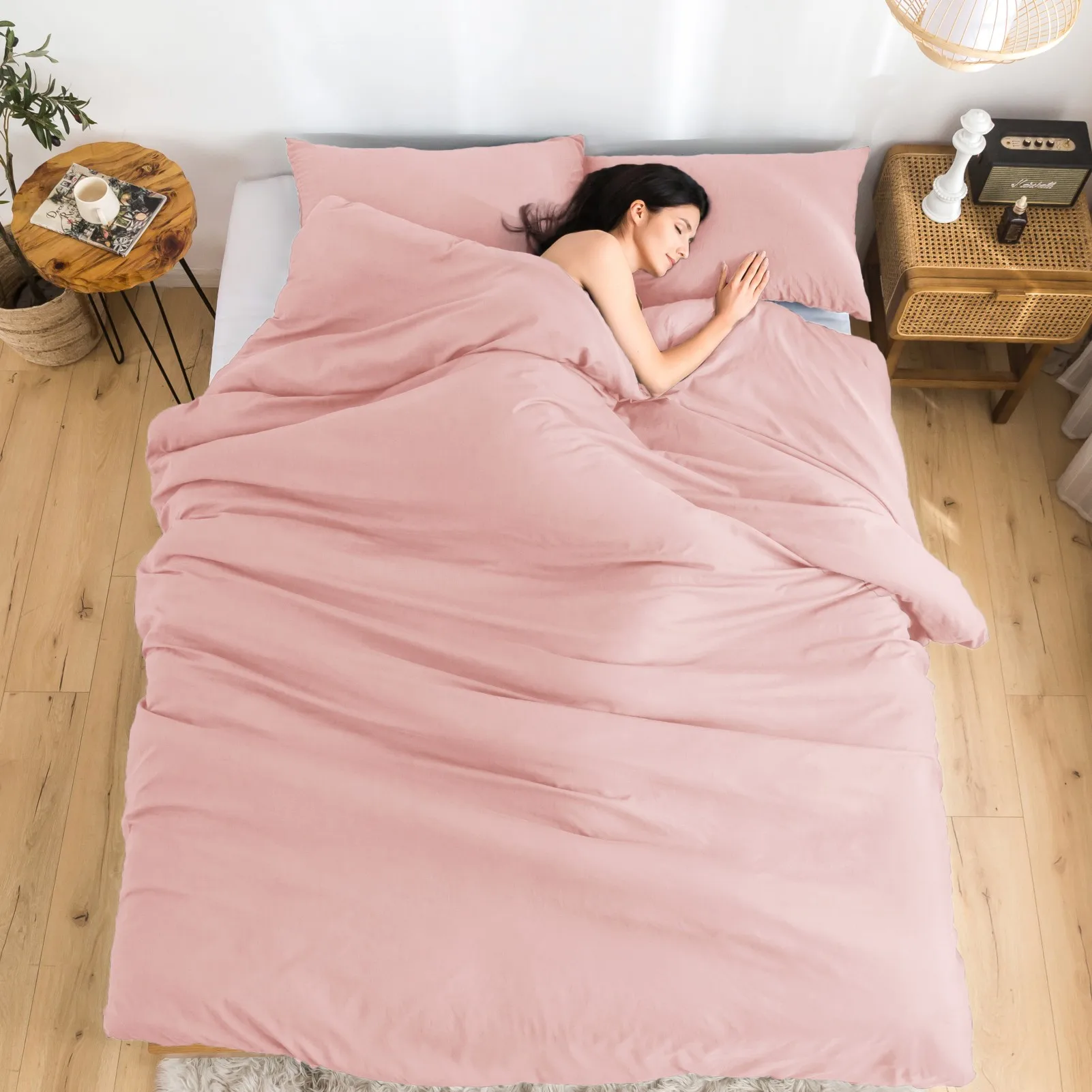 

Ultra-Soft Blush Light Pink Comforter Set for Girls Women -1 Bed Comforter & 2 Pillow Sham Twin XL Size