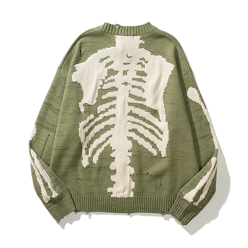 NewMenLuxurygentlemanClassicSkeletonGreenSkullKnitCasual