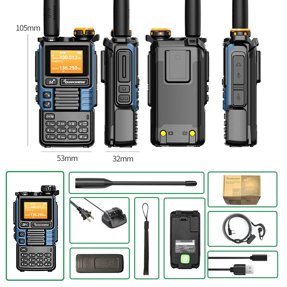 UVK5(99) AM/FM/DTMF Walkie-Talkie 200CH 20-1000MHZ Walkie-Talkie NOAA Weather Forecast with Flash Copy Frequency Tpye-C LCD Disp 2