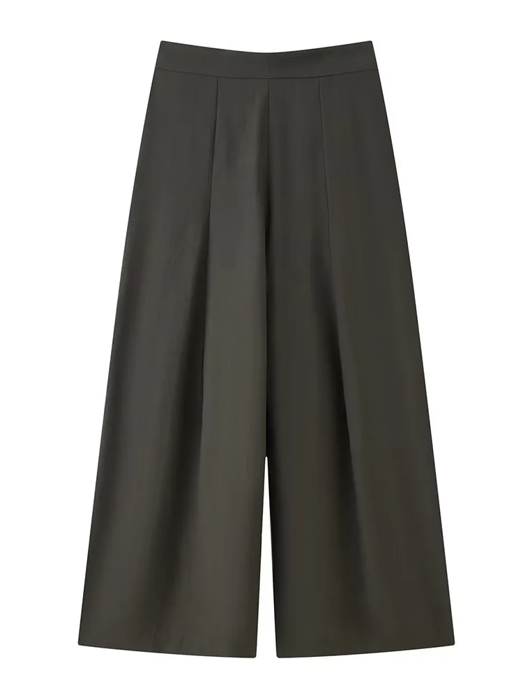 Schal-Blazer mit Taillengürtel und Weite Hose für Damen, Eleganter Revers-Langarm-Blazer mit Hochgeschnittener Hose, Frühlings-Neuheit Damen-Set – Detail 6