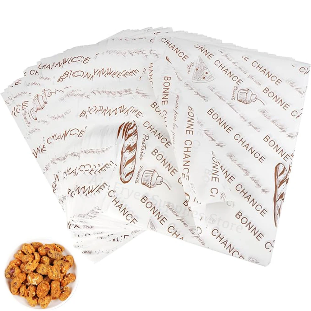 100Pcs Food Packaging Paper 38x28cm Disposable Baking Wax Paper Newspaper Food Wrap Liner for Burger Pizza Sandwich Cheese air fryer paper air fryer liners disposable air fryer liners air fryer accessories parchment baking paper