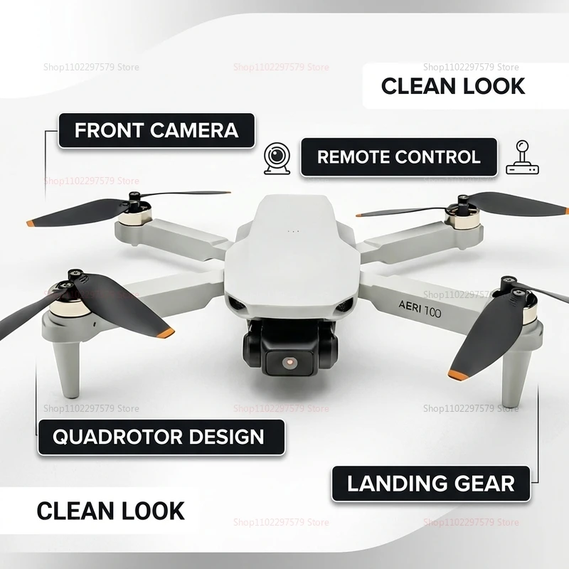 Drone professionnel Aeri100 Ultra FLY 8K posé sur une surface, prêt pour le décollage avec GPS FPV