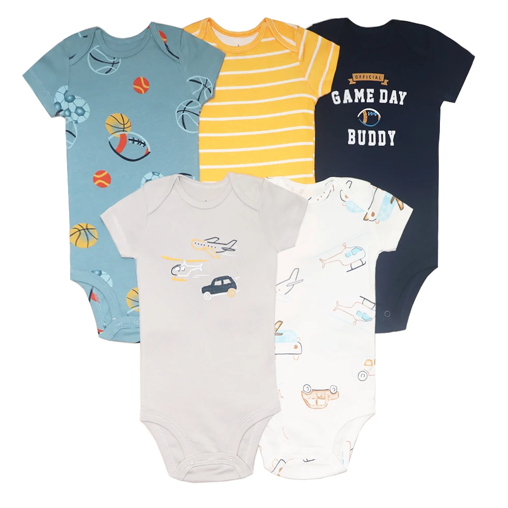 5Pcs Dinosaur Baby Bodysuits 1