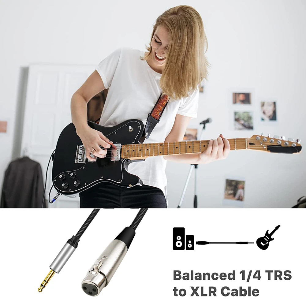 High-Quality XLR to 1/4 Inch TRS Audio Cable for Professional Sound Equipment