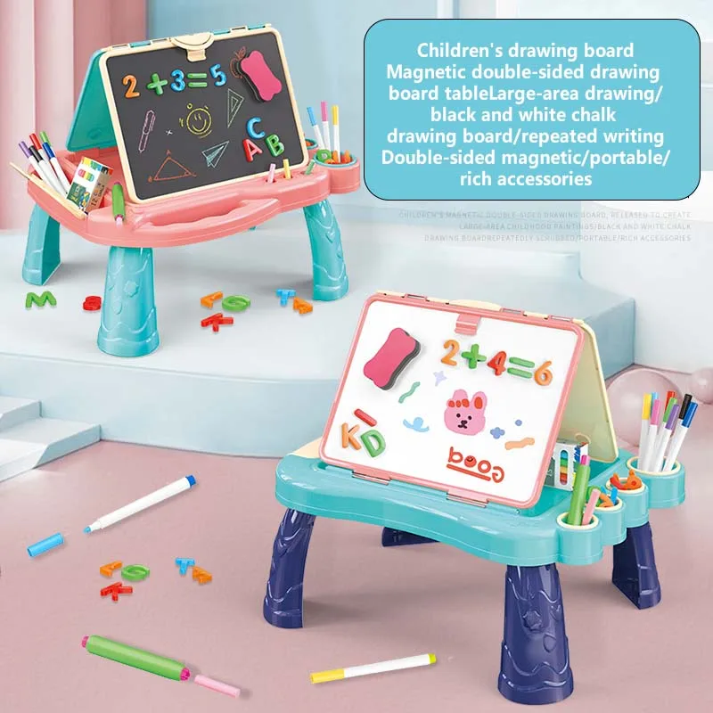 Jigsaw puzzle children's drawing toys, double-sided graffiti board drawing table, erasable board toys, parent-child interactive 4