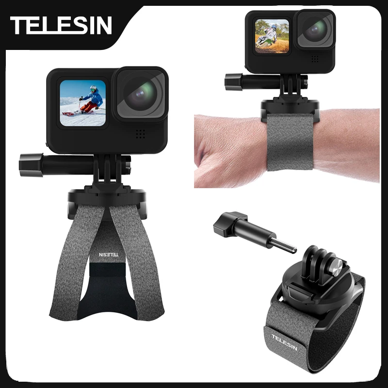 TELESIN 360 Degree Rotation Hand Wrist Strap Quick Adjust Mount for GoPro Hero Insta360 Osmo Action SJCAM EKEN
