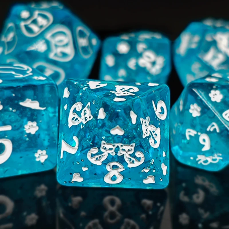 7 Pcs New Double Colors Dice Polyhedral Gold Font Digital Dices Kit TRPG RPG D20 D12 D10 D8 D6 D4 Table Game Kids Toy polyhedral dice kit
