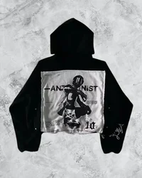 Vintage Grey Streetwear Oversized Hoodie - Punk Rock Graphic Sweatshirt Jacket - XXL (1)
