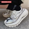 Step on poop 7CM height increasing silver dad shoes men's retro white shoes breathable lightweight sports shoes 3
