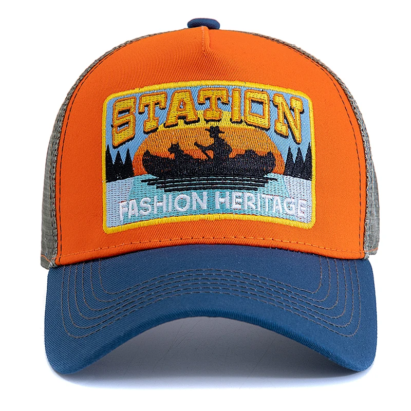 Unisex Summer Fishing Cap Breathable Mesh Trucker Hat Men Women Fisherman Embroidered Design Snapback Hat Outdoor Fishing