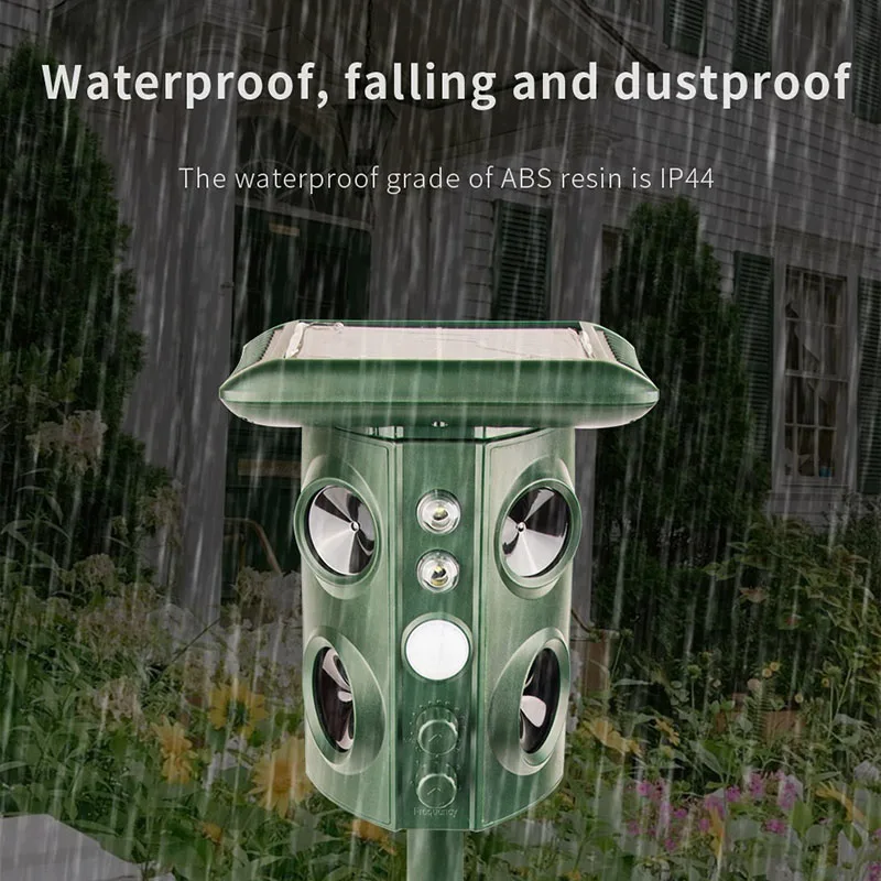 Solar Energy Dog Repeller Long Range Portable Ultrasonic Bark Control Outdoor for Bird Snake Mouse Animals
