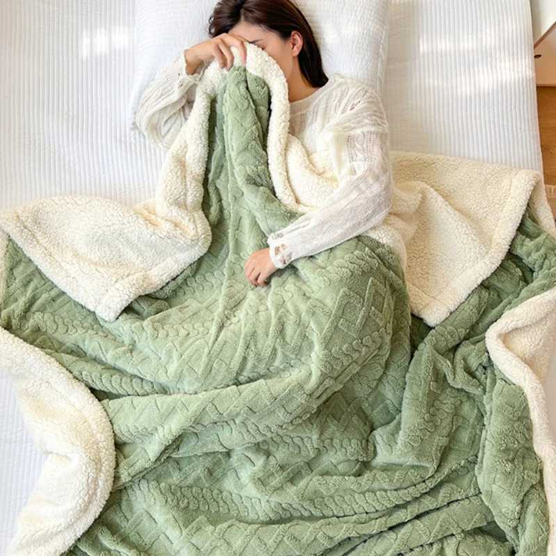 

Thickened Coral Velvet Blankets Office Nap Shawl Sofa Towel Warmth Double-sided Velvet Bedspread Modern Home Decoration Blanket