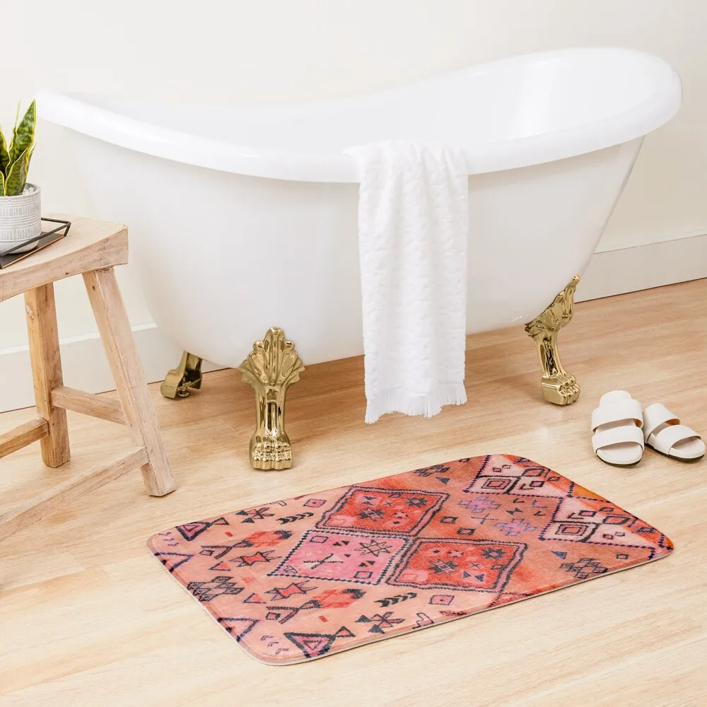 

Boho Farmhouse Stylish Oriental Traditional Moroccan Style Artwork Bath Mat Anti-Slip Shower Mat Carpet For Bathroom