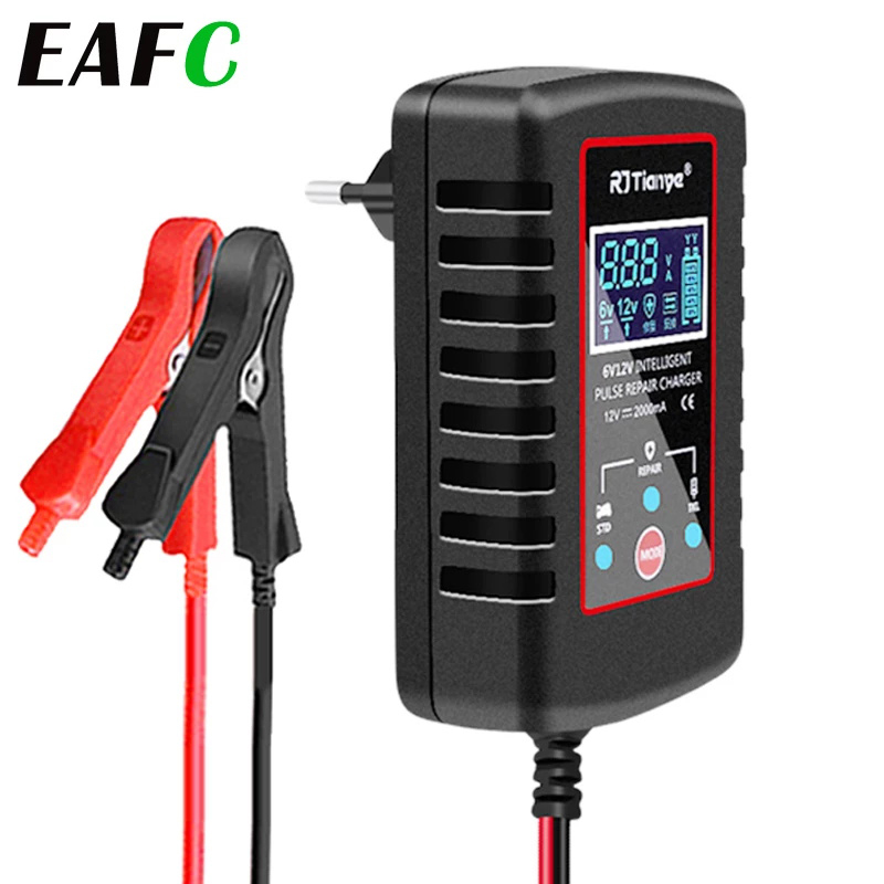 12V 2A Smart Car Battery Charger Automatic Motorcycle Mini Lead Acid Battery Charger Full Charging Puls Repair 2-20AH Batttery