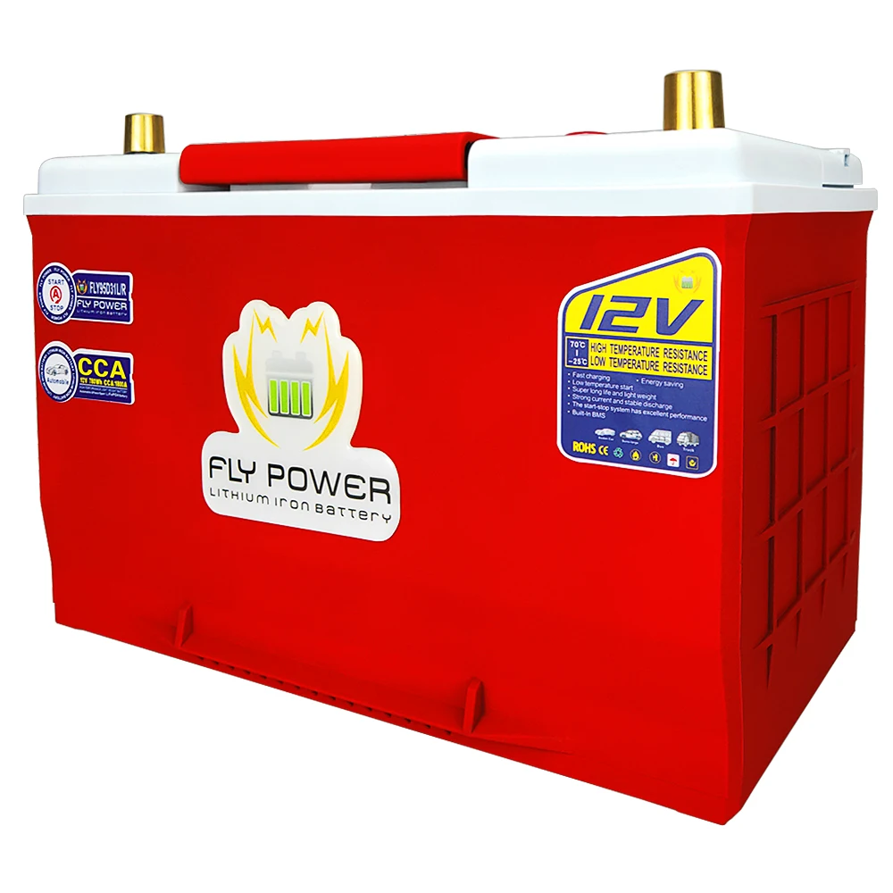 FLY95D31L/R 12V 100AH 1200Wh 1600A Automobile Lithium Iron Battery With Jump Starter Protection Motor Car LiFePO4 Battery BMS