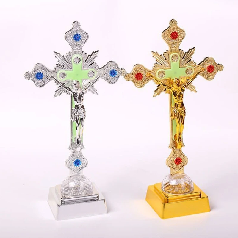 Electroplate Crucifix Luminous for Cross Statue Adult Favorite Religious Present