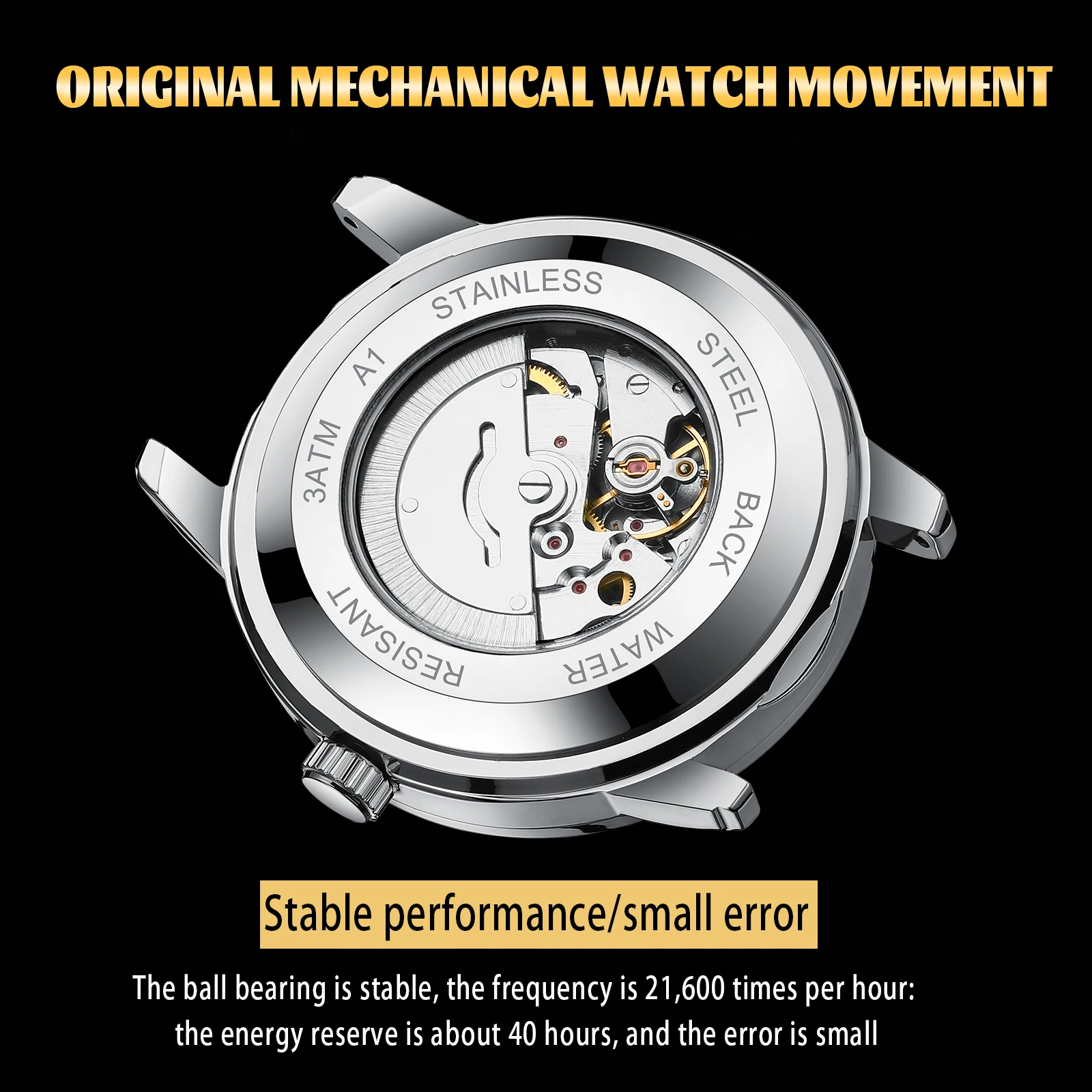 DIANPAI Fully Automatic Mechanical Watch Original Stainless Steel Men's Classic Watch Business Waterproof Night Glow
