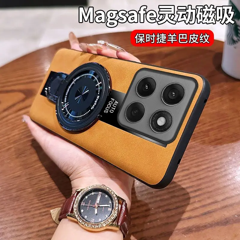 Fashionable Yangba Leather Porsche Skin-Friendly Anti-Fall Phone Case