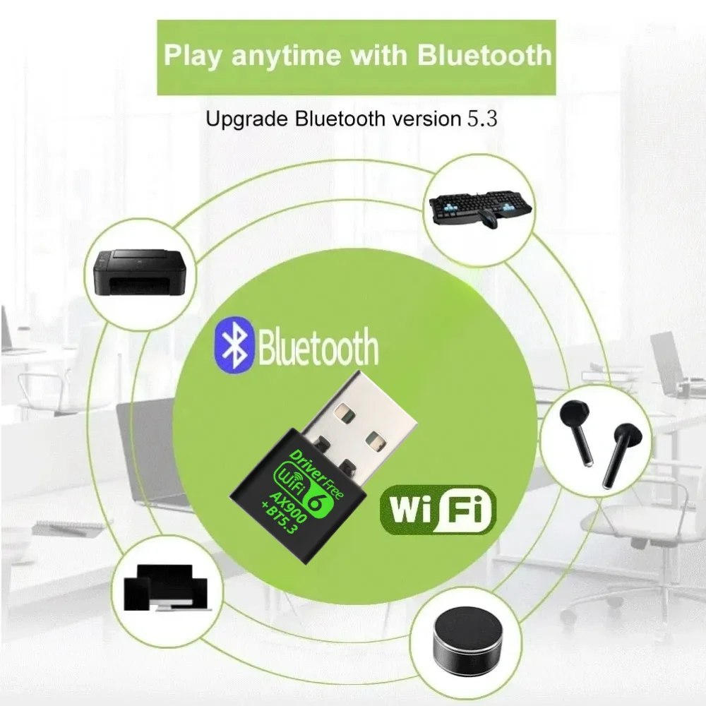 Clé WiFi 6 USB – Dongle Double Bande AX900 Mbps, Bluetooth 5.3, Plug & Play Pour PC Windows