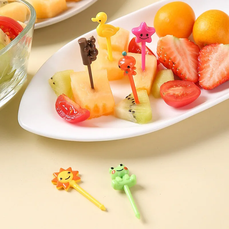 Cartoon Bear Squirrel Shape Fruit Fork Food Picks Toothpick Set 6/8Pcs
