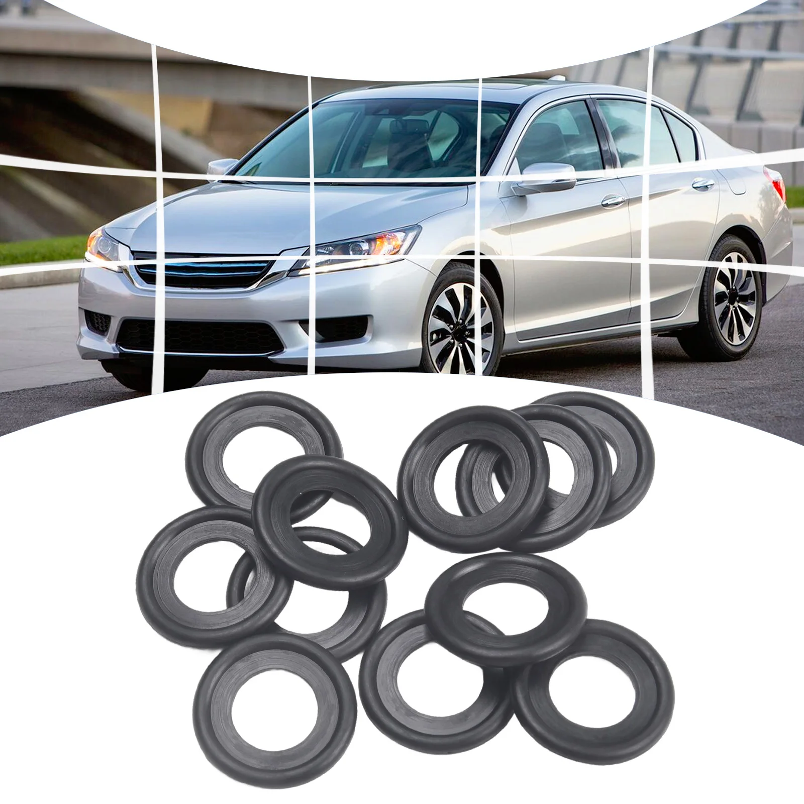 10pcs 12616850 Car Oil Drain Plug Gasket Set -M12/Threads Black Rubber Perfect Fit Automobile Front/Rear/Left/Right