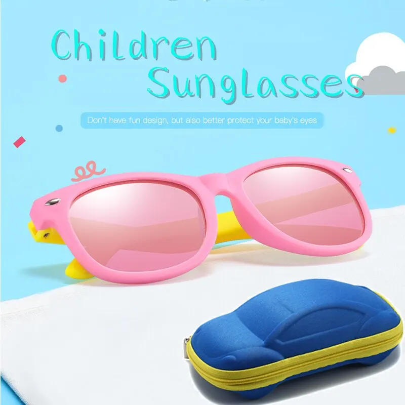 Baby Sunglasses with Glasses Box Boys Girls Outdoor Goggles Sun Glasses AC Lens Safety and Cases Gift for Kids color matching sunglasses