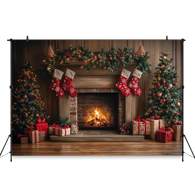 Mocsicka Christmas Photography Backdrop Home New Year Party Tree ...