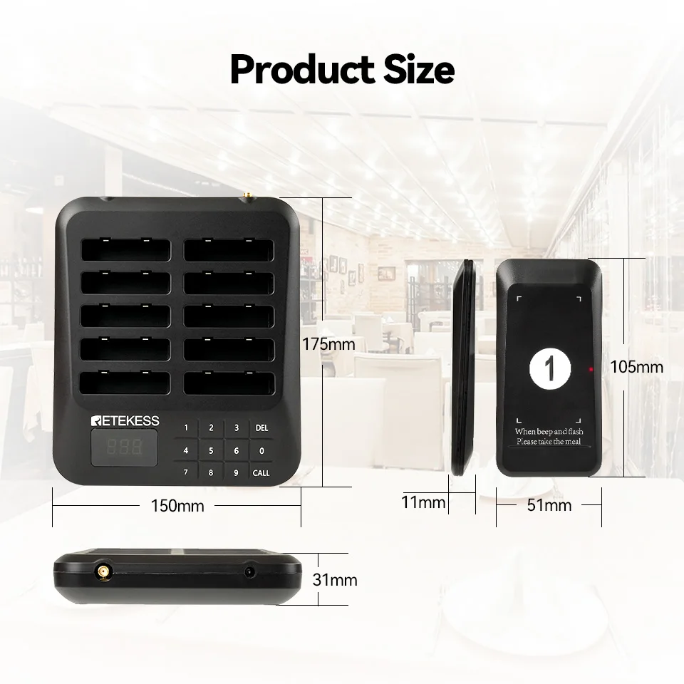 Retekess TD157S Wireless Calling System Pager Restaurant Buzzer Beeper Bell Receivers Coasters For Food Truck Cafe Bar Clinic wireless calling system