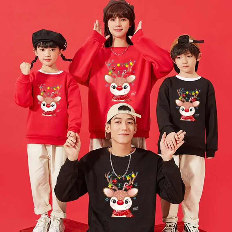 thumbnail image 2 of Sudaderas con capucha y estampado de renos de dibujos animados en 3D, sudaderas con capucha y cuello redondo, trajes a juego para Navidad en familia, 2 of 5