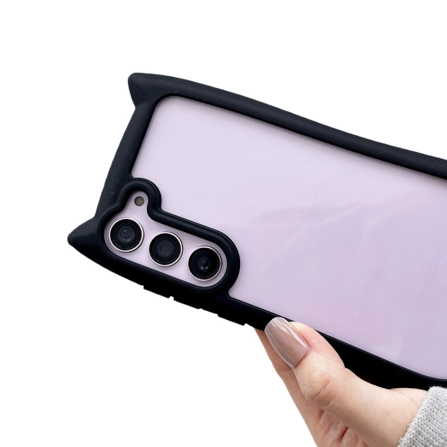 Cute 3D Cat Transparent Shockproof Bumper Case - Cartoon Ear Design