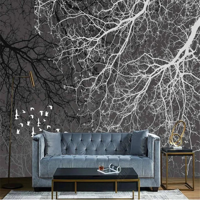 

Nordic Modern Hand Painted Woods Branches Natural Plant Wallpaper for Living Room TV Background Wall Papers Home Decor Mural