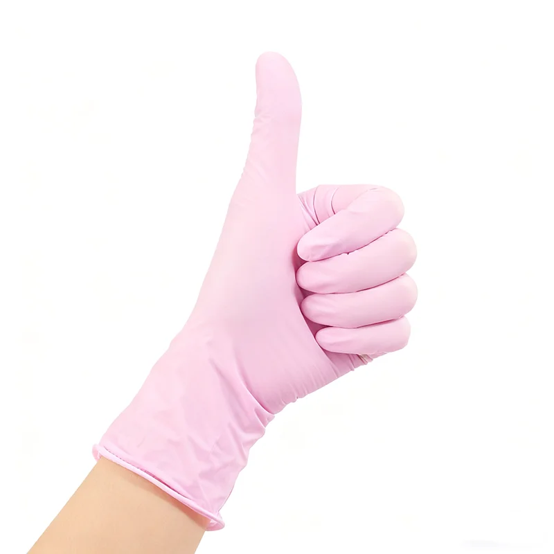Disposable nitrile gloves 20/50/100PCS light pink for pet bath kitchen cleaning hygiene embroidery beauty hairdressing
