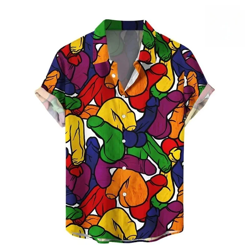 New 3D Hentai Style Mushroom Printed Shirts For Men Kidsn Fashion Cool Shirts & Blouses Mens Hawaiian Short Shirts Tops Clothing