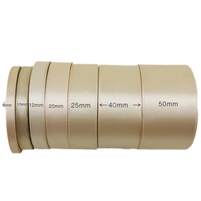 (25 Yards/roll) Champagne Single Satin Ribbon Wholesale Gift Wrapping Christmas Handmade DIY Ribbons