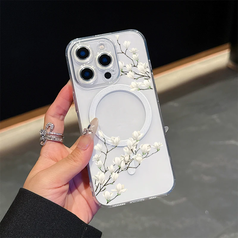 Wireless Charging Plum Blossom Floral Phone Case