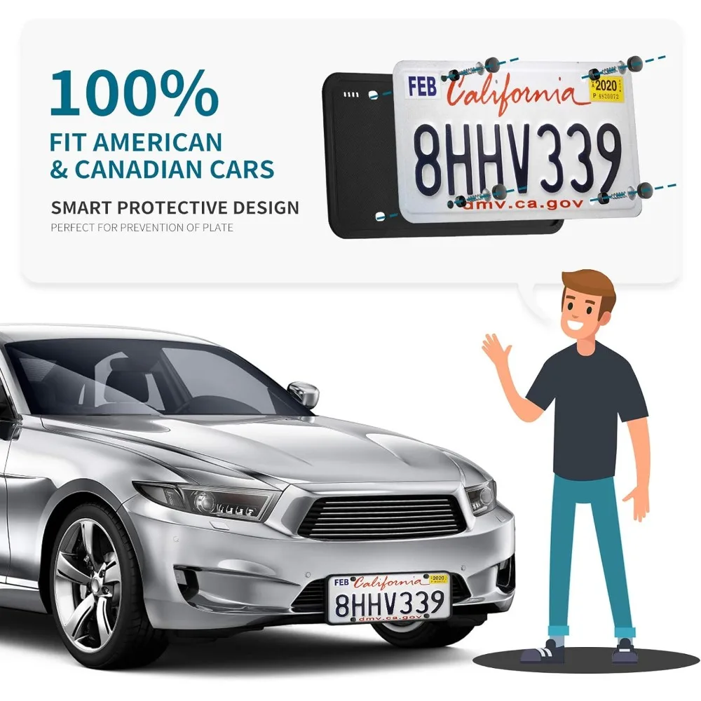 Silicone License Plate Frame GM American Cars Black License Plate Frame Bracket Anti-Rust Anti-Sound Weatherproof Auto Parts license plate bracket,license plate frame,license plate holder